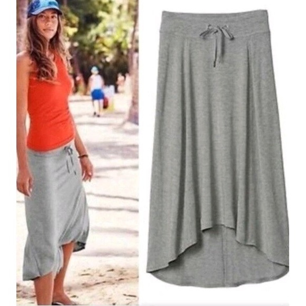 Athleta Gray Beachcomber Pura Vida High-Low Midi Skirt Size Medium
